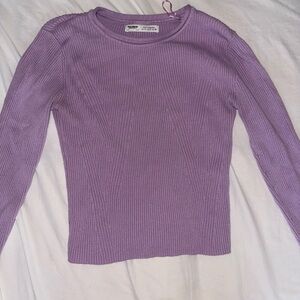 Pull&Bear Lavender Ribbed Knit Top